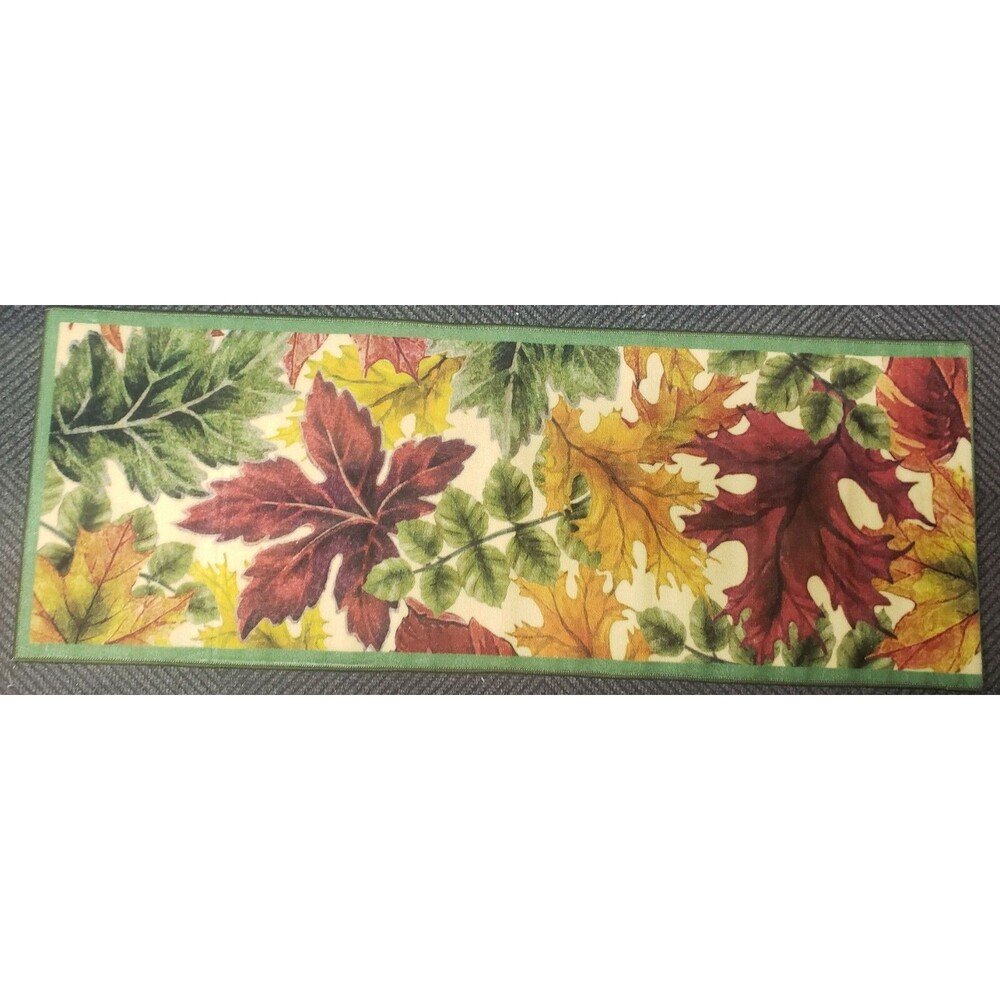 EXTRA LONG PRINTED NYLON RUG RUNNER (nonskid) (20"x60") COLORFUL LEAVES, CE